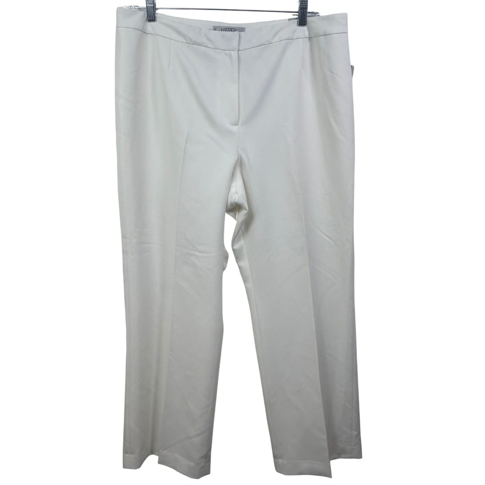 Kasper Kate Classic Fit Dress Pants 16P Ivory White Straight Leg Lined Petite